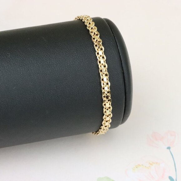 "Elegant Rose Gold Chain Bracelet in Glossy Link Design, XPBL1077 - Picture 10 of 13